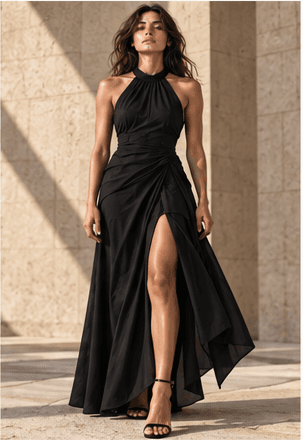Chelfy-directed Black halter dress